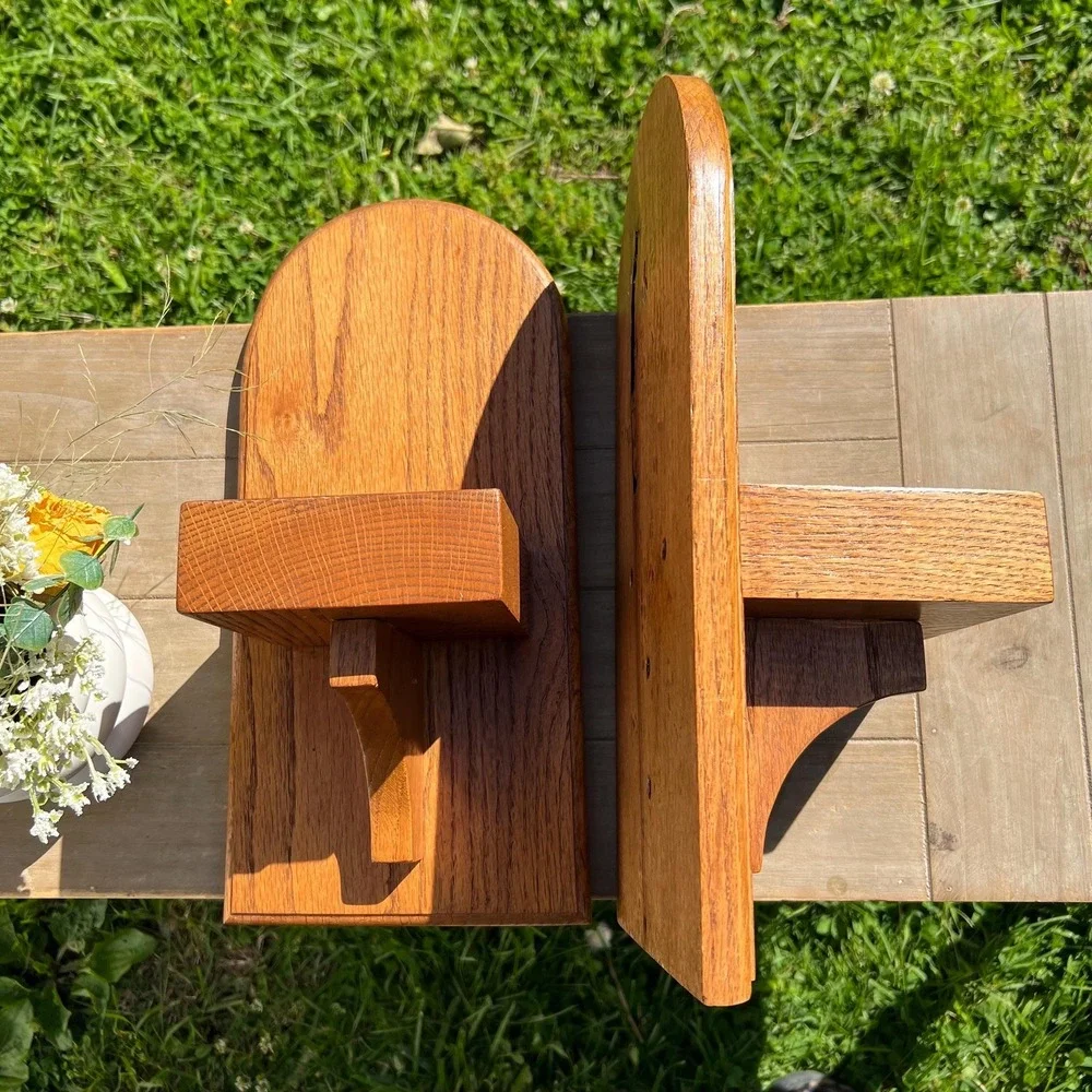 Vintage Handmade Wood Wall Shelves | Sconces | Set of 2